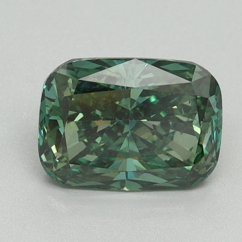 1.59 Ct. Fancy Vivid Green Cushion Lab Grown Diamond