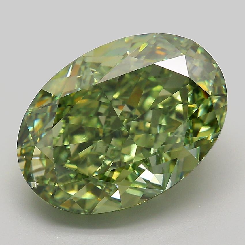 8.93 Ct. Fancy Vivid  Green Oval Lab Grown Diamond