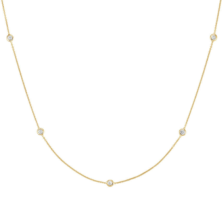 Bezel Strand 18 in. Diamond Necklace (1/3 ct. tw) in 18K Yellow Gold