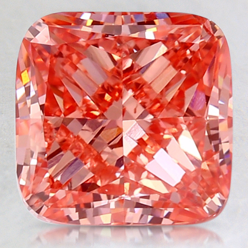 3.95 Ct. Fancy Vivid Orangy Pink Cushion Lab Grown Diamond