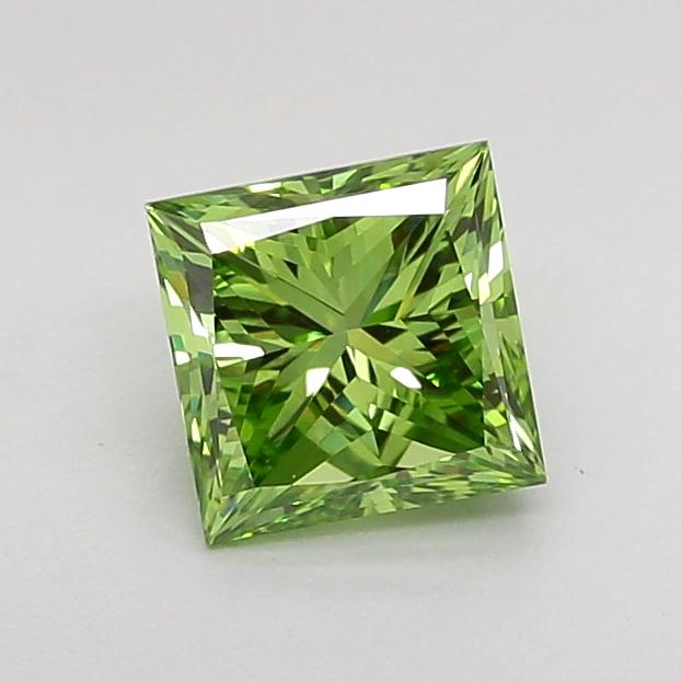 0.99 Ct. Fancy Vivid Green Princess Lab Grown Diamond