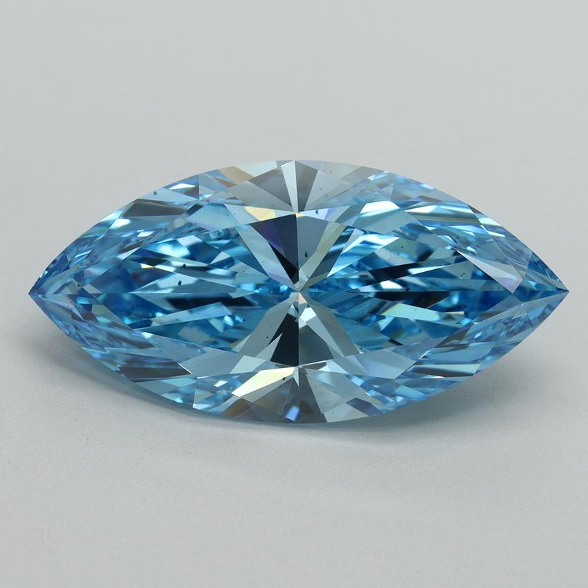 7.01 Ct. Fancy Vivid Blue Marquise Lab Grown Diamond