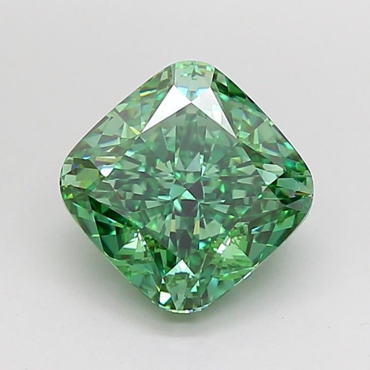 3.50 Ct. Fancy Vivid  Green Cushion Lab Grown Diamond