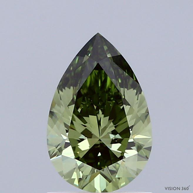 1.02 Ct. Fancy Vivid Green Pear Lab Grown Diamond
