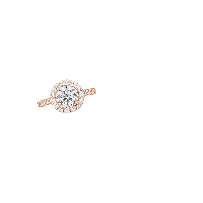 14K Rose Gold Lotus Flower Diamond Ring with Side Stones