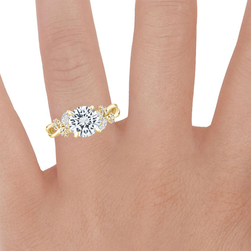 18K Yellow Gold Summer Blossom Diamond Ring (1/4 ct. tw.), large zoomed in top view on a hand