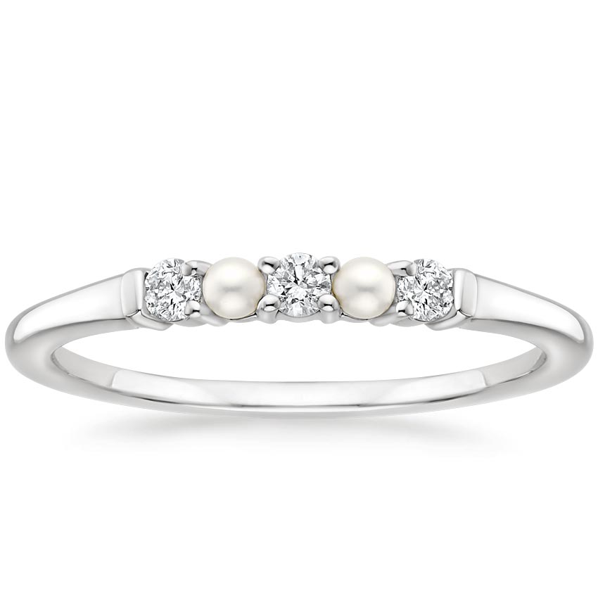 Rochelle Freshwater Cultured Pearl and Diamond Ring in Platinum