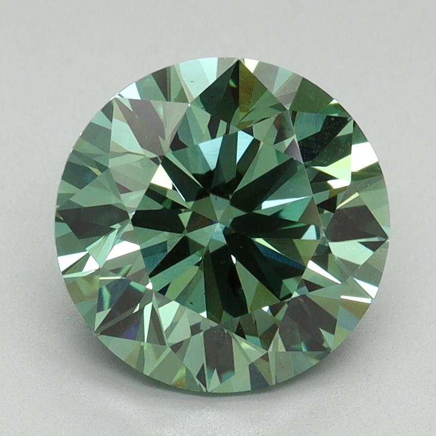 3.03 Ct. Fancy Vivid Green Round Lab Grown Diamond