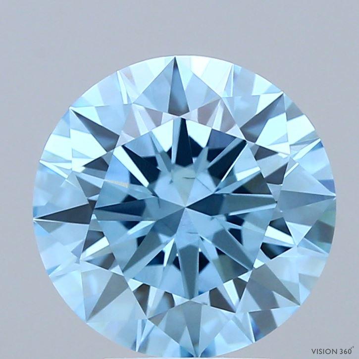 3.12 Ct. Fancy Vivid Blue Round Lab Grown Diamond