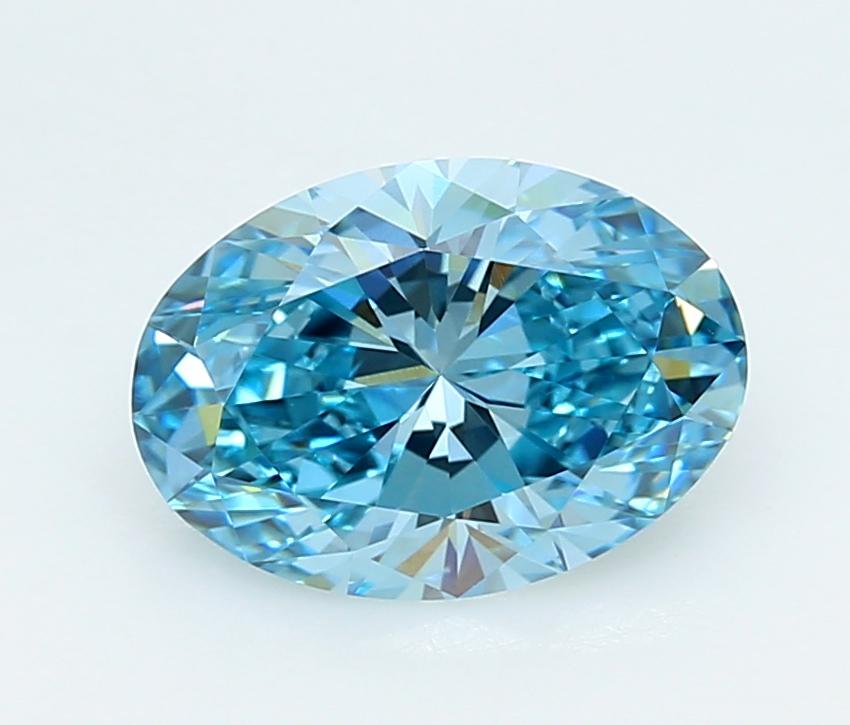 3.03 Ct. Fancy Vivid  Blue Oval Lab Grown Diamond