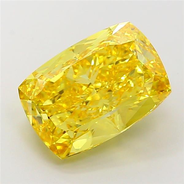 8.04 Ct. Fancy Vivid  Yellow Cushion Lab Grown Diamond