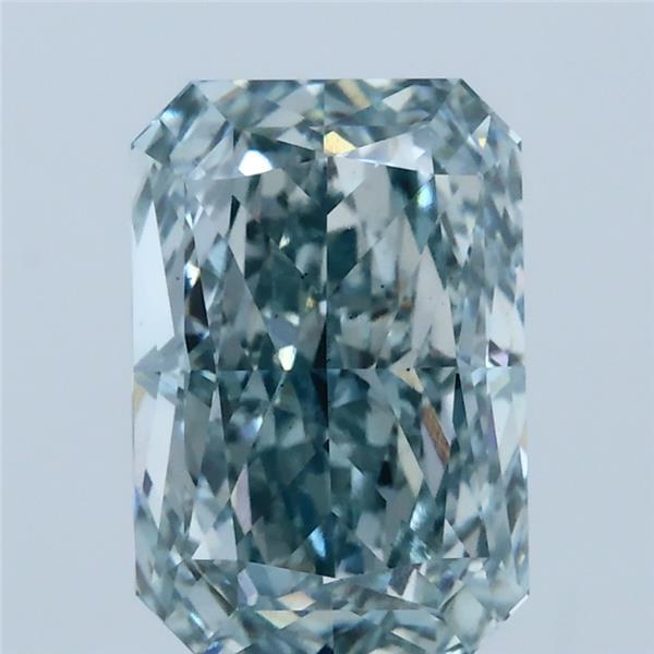3.08 Ct. Fancy Intense Greenish Blue Radiant Lab Grown Diamond
