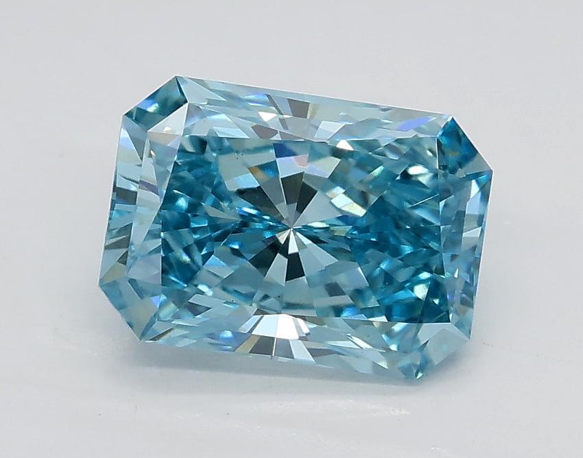 1.59 Ct. Fancy Vivid Greenish Blue Radiant Lab Grown Diamond
