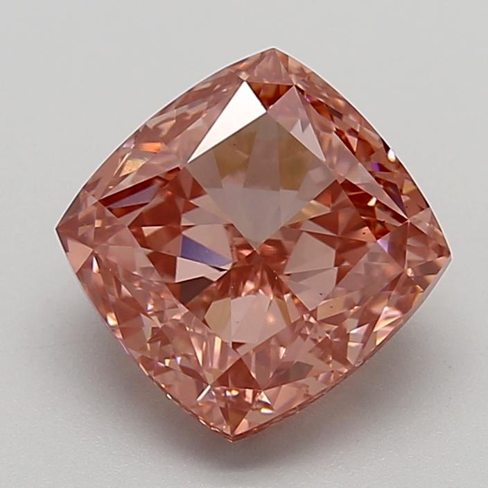 3.83 Ct. Fancy Vivid Brownish Pink Cushion Lab Grown Diamond