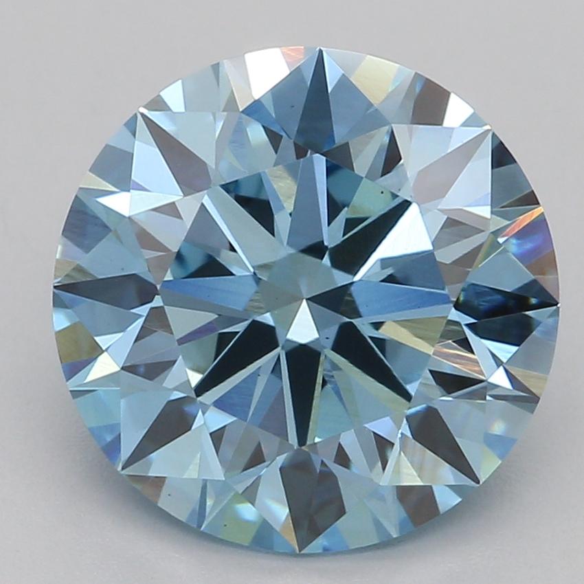 2.58 Ct. Fancy Vivid Blue Round Lab Grown Diamond