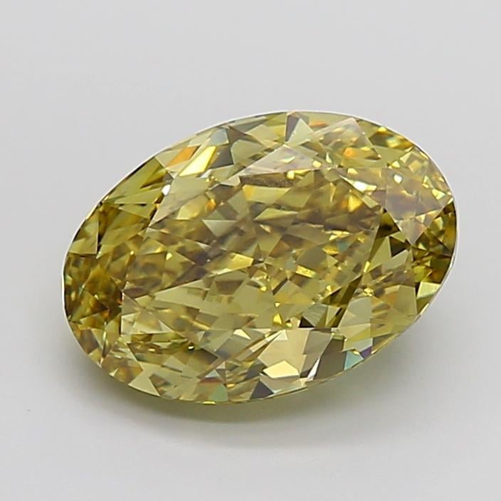 6.64 Ct. Fancy Vivid Greyish Yellow Oval Lab Grown Diamond