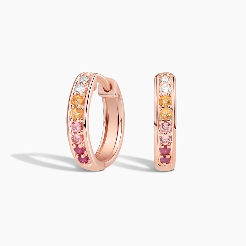 Pink Ombre Gemstone Huggie | Bloom | Earth