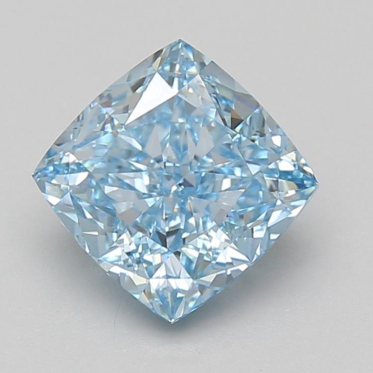3.08 Ct. Fancy Vivid Blue Cushion Lab Grown Diamond