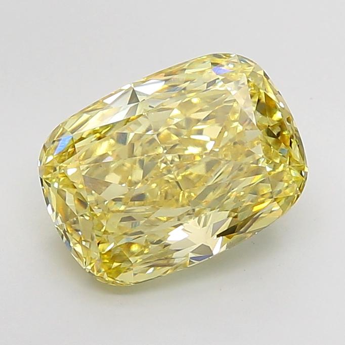 7.09 Ct. Fancy Intense None Yellow Cushion Lab Grown Diamond