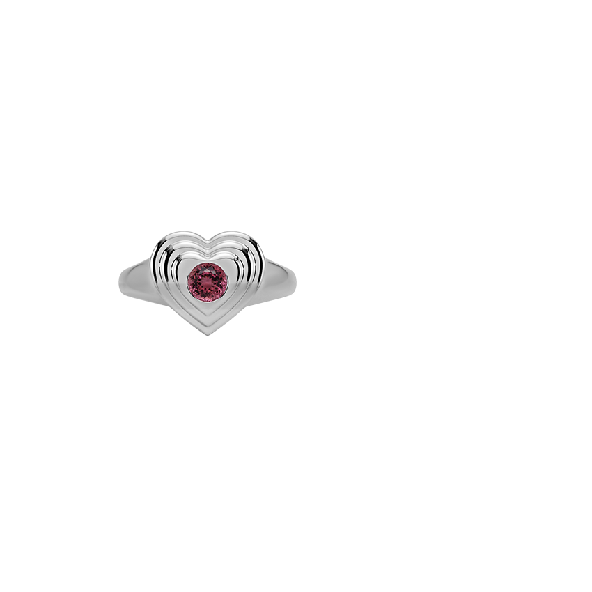Pink Tourmaline Sweetheart Signet Ring in 14K White Gold
