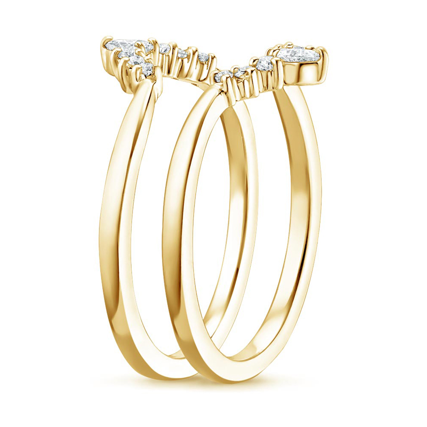 18K Yellow Gold Lunette Nested Diamond Ring Stack