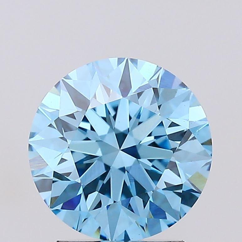 2.03 Ct. Fancy Vivid Blue Round Lab Grown Diamond
