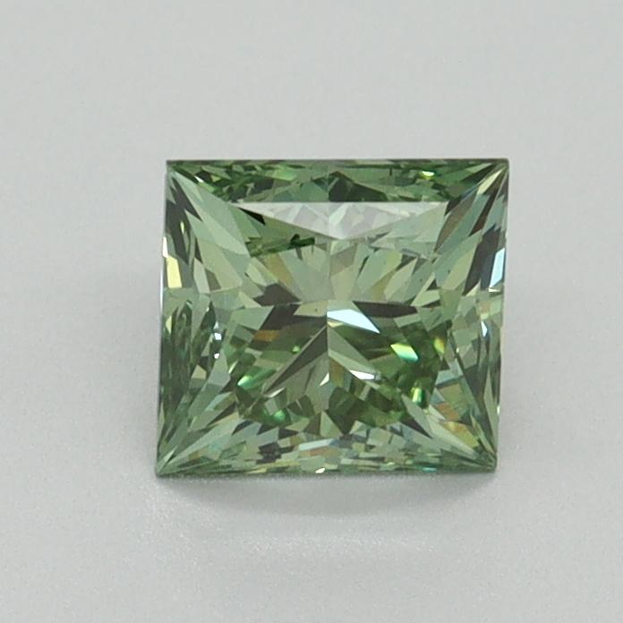 0.91 Ct. Fancy Vivid Green Princess Lab Grown Diamond