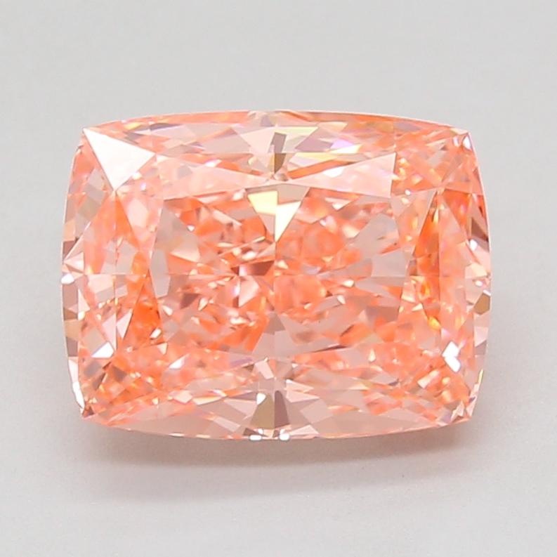 4.09 Ct. Fancy Vivid Pink Cushion Lab Grown Diamond