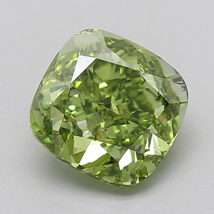 2.01 Ct. Fancy Vivid  Green Cushion Lab Grown Diamond