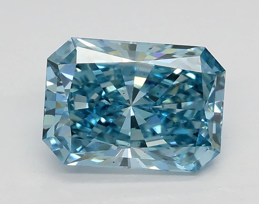 1.71 Ct. Fancy Vivid Greenish Blue Radiant Lab Grown Diamond