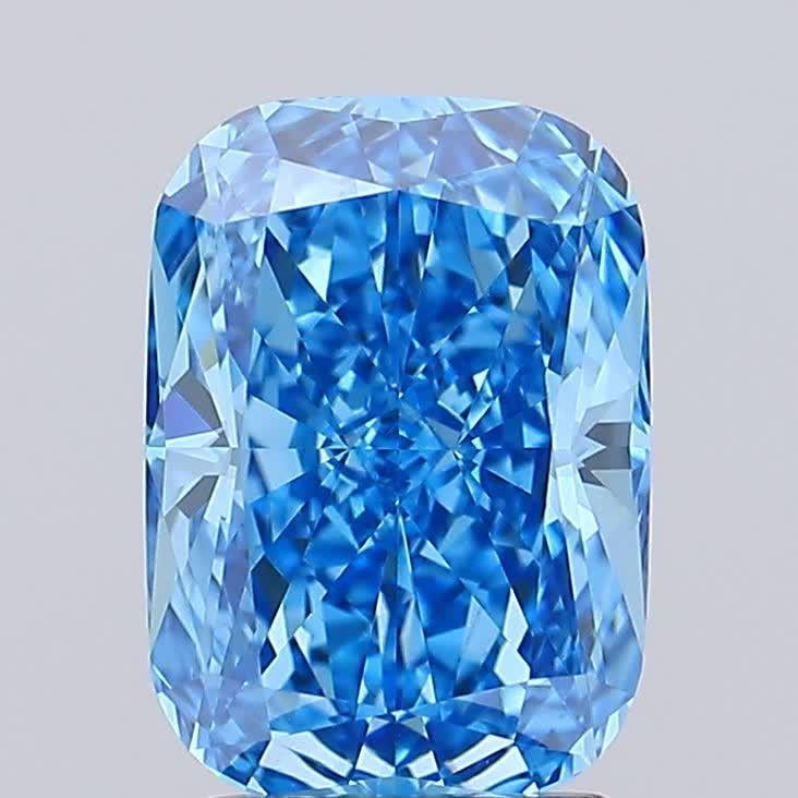 2.64 Ct. Fancy Vivid Blue Cushion Lab Grown Diamond