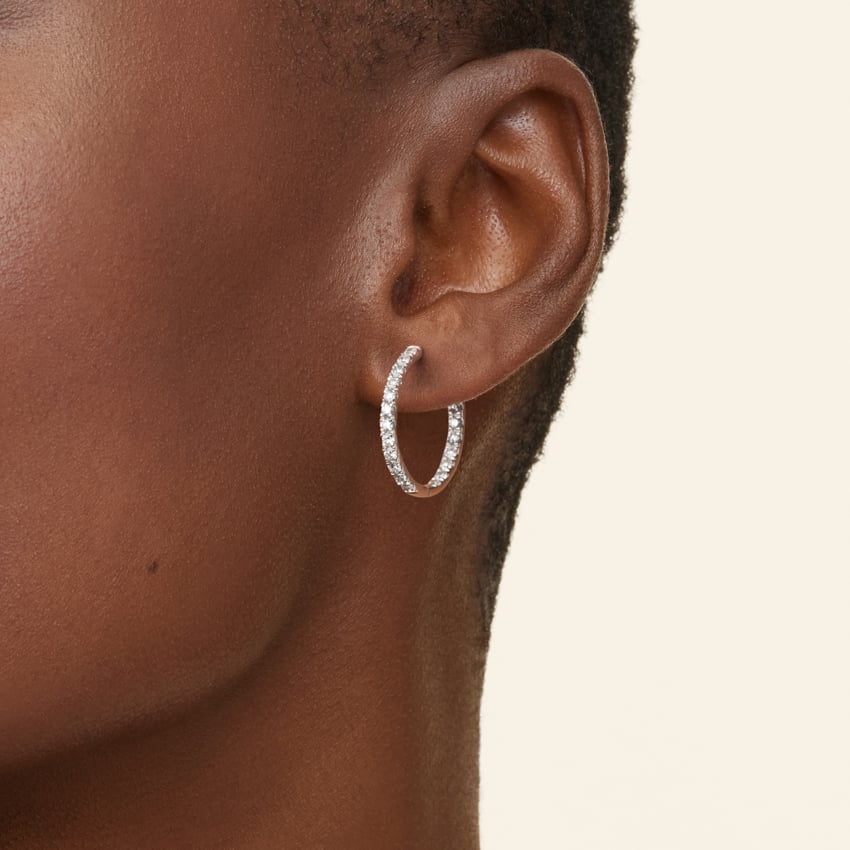 Extra Small Perfect Hoop Diamond Earrings in 14K White Gold