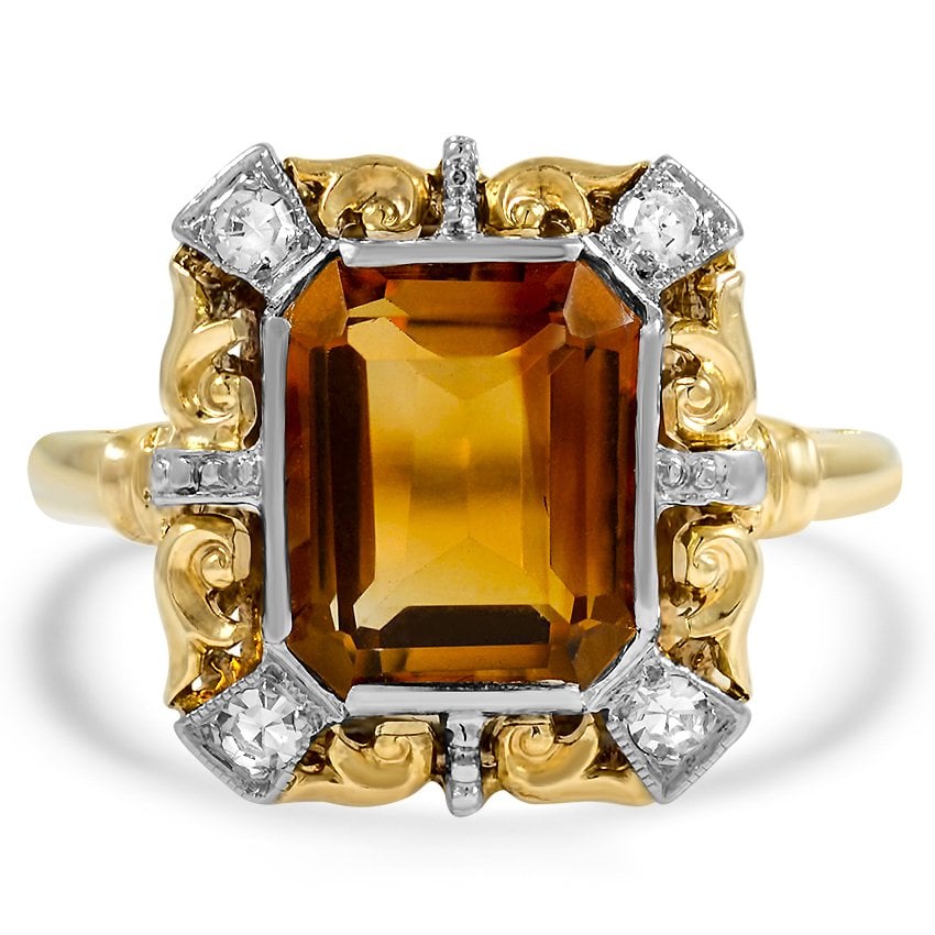 Retro Citrine Cocktail Ring
