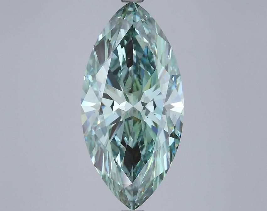 5.02 Ct. Fancy Vivid Bluish Green Marquise Lab Grown Diamond