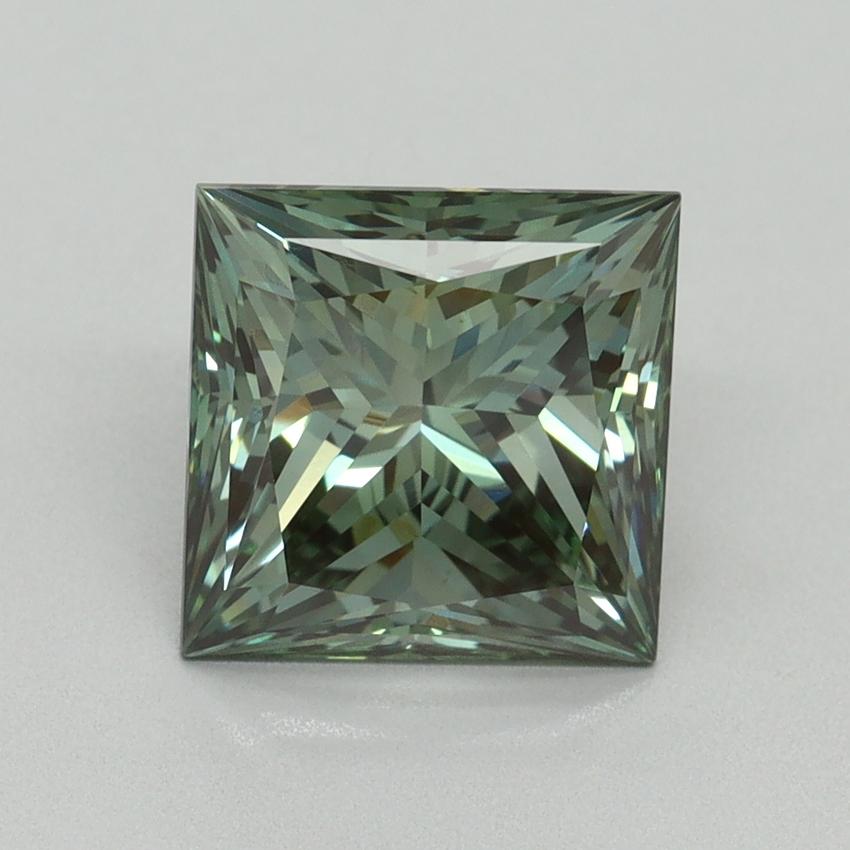 3.13 Ct. Fancy Vivid Green Princess Lab Grown Diamond