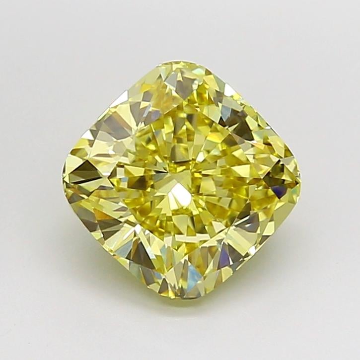 3.05 Ct. Fancy Intense  Yellow Cushion Lab Grown Diamond