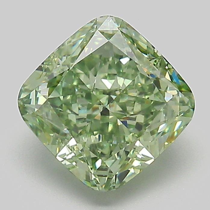 2.07 Ct. Fancy Vivid Green Cushion Lab Grown Diamond