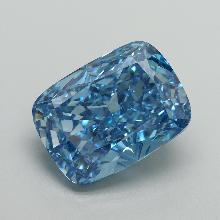 11.55 Ct. Fancy Vivid Malibu Blue Cushion Lab Grown Diamond