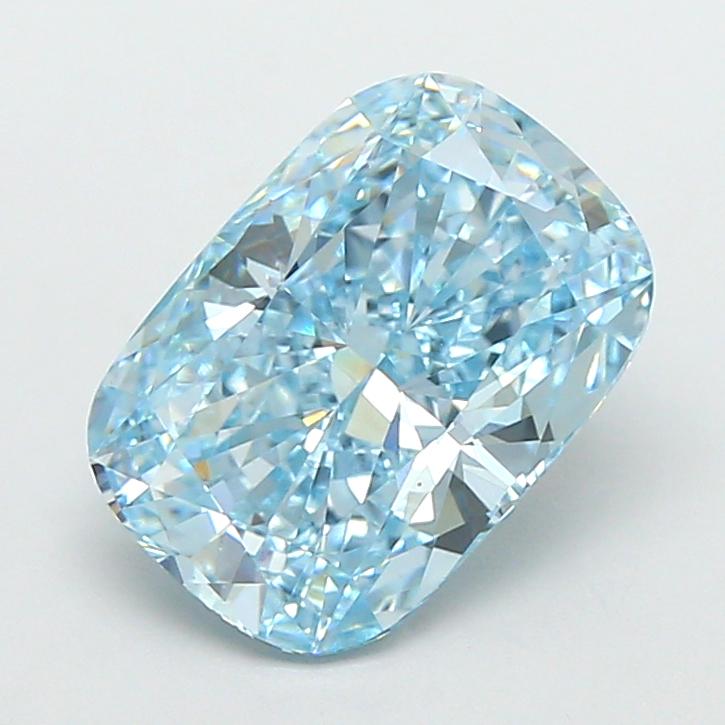 2.46 Ct. Fancy Intense Greenish Blue Cushion Lab Grown Diamond