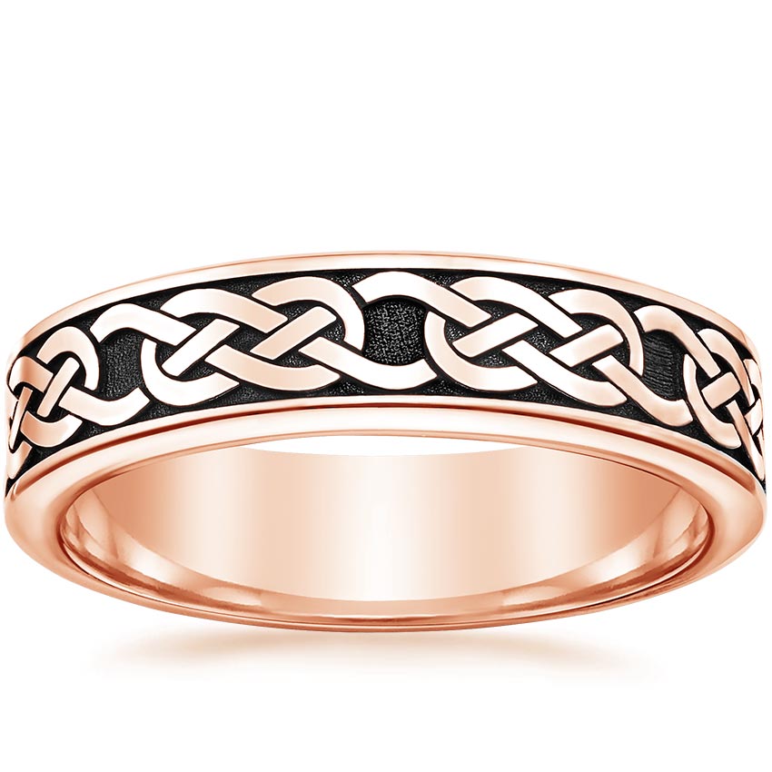 Rose Gold Black Rhodium Celtic Eternity Knot Wedding Ring