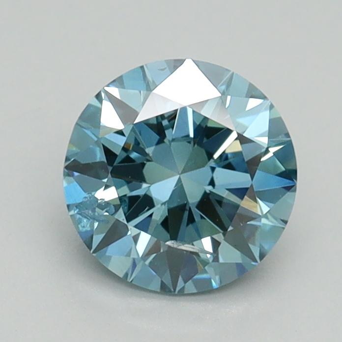 0.97 Ct. Fancy Vivid Greenish Blue Round Lab Grown Diamond