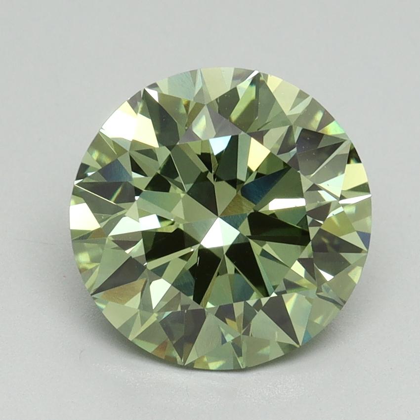 3.04 Ct. Fancy Vivid Green Round Lab Grown Diamond