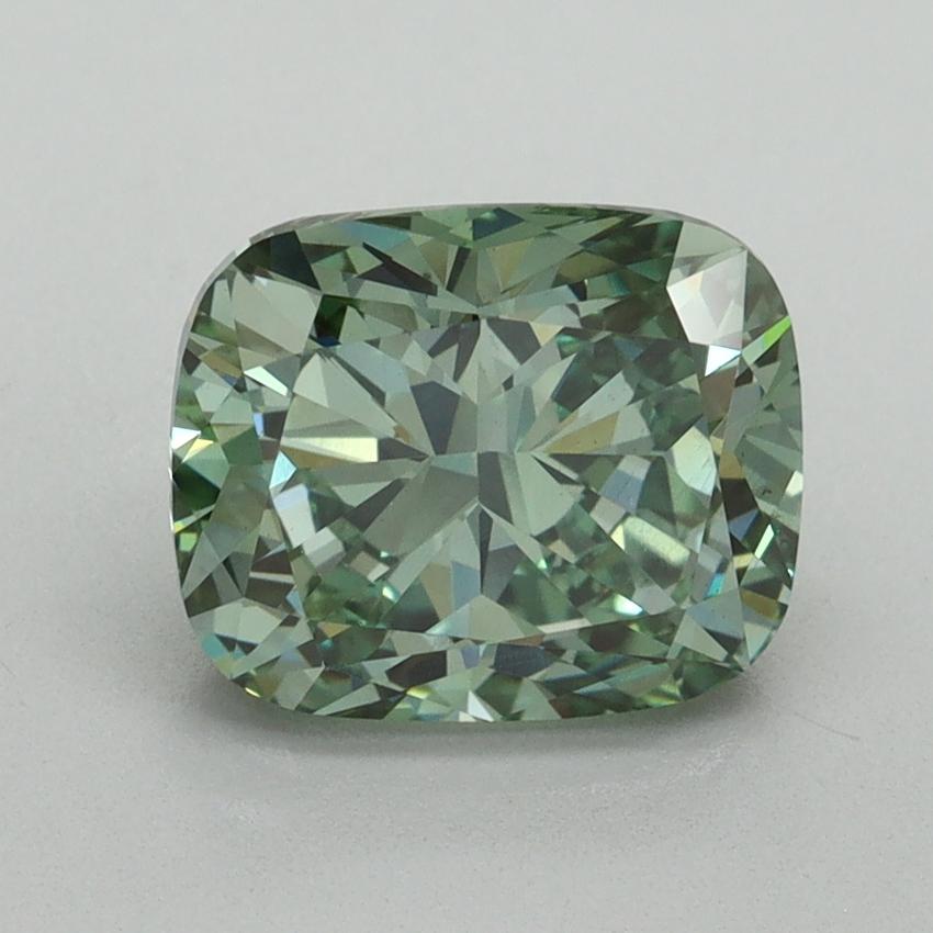 2.20 Ct. Fancy Vivid Green Cushion Lab Grown Diamond