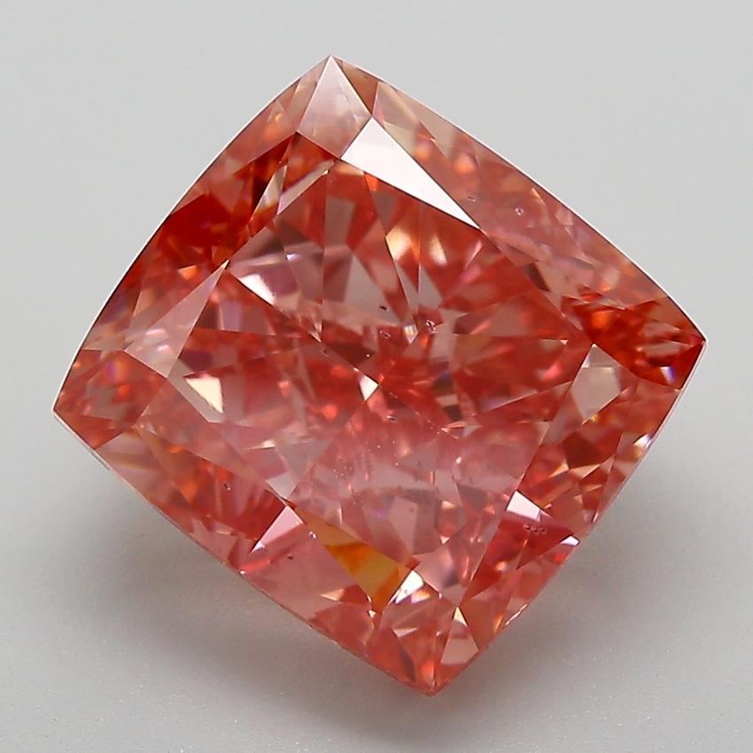 7.67 Ct. Fancy Vivid  Pink Cushion Lab Grown Diamond