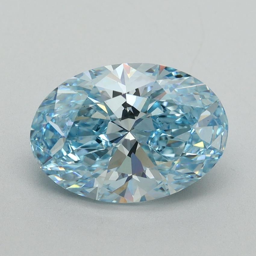 3.07 Ct. Fancy Vivid Blue Oval Lab Grown Diamond