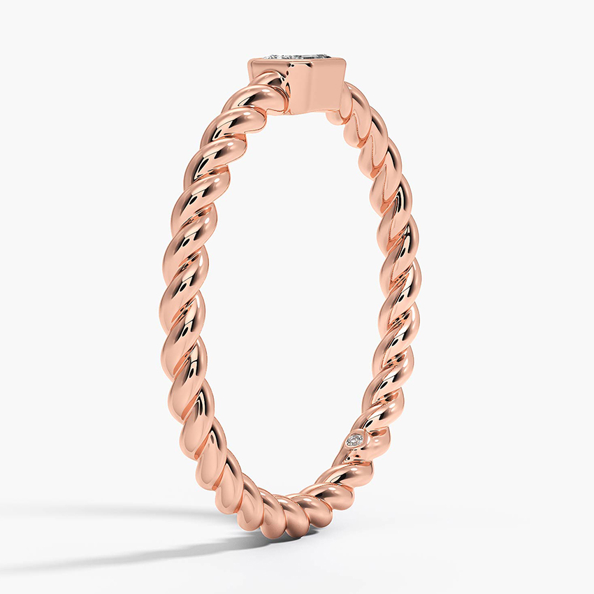 Ama Emerald Cut Lab Diamond Rope Ring in 14K Rose Gold