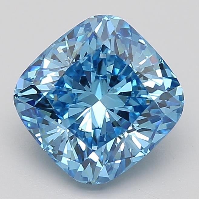 2.72 Ct. Fancy Vivid Blue Cushion Lab Grown Diamond