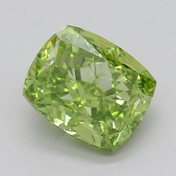 1.05 Ct. Fancy Vivid Green Cushion Lab Grown Diamond