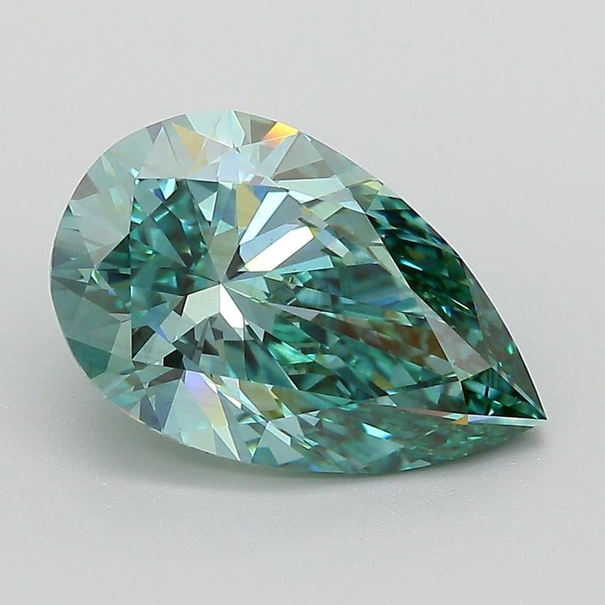 3.07 Ct. Fancy Vivid Green Pear Lab Grown Diamond