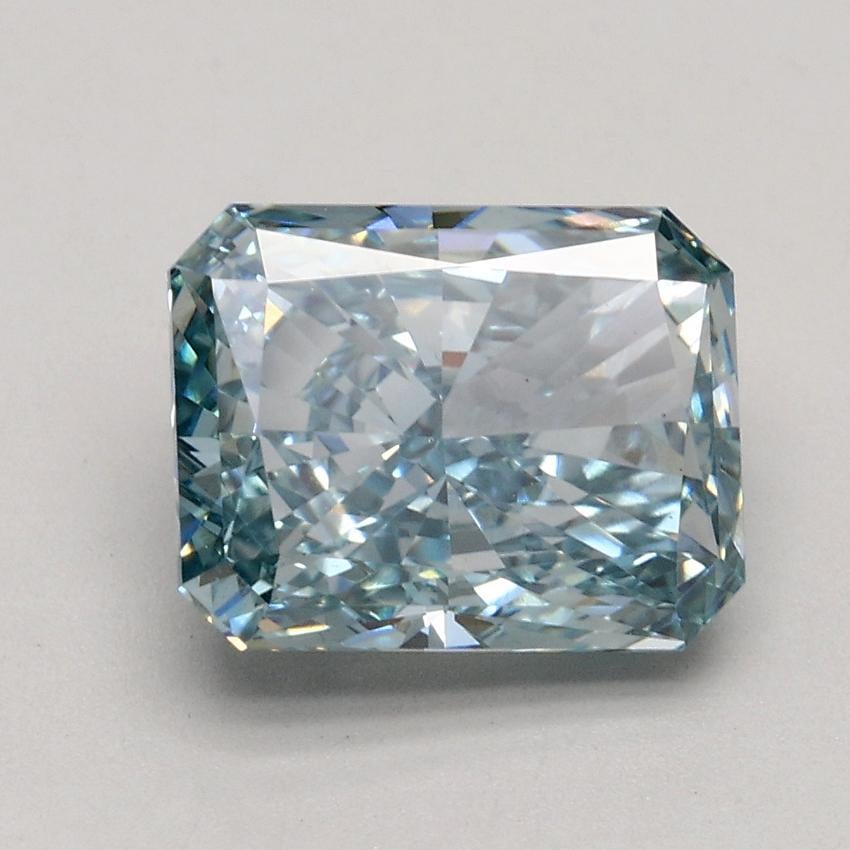1.90 Ct. Fancy Intense Greenish Blue Radiant Lab Grown Diamond